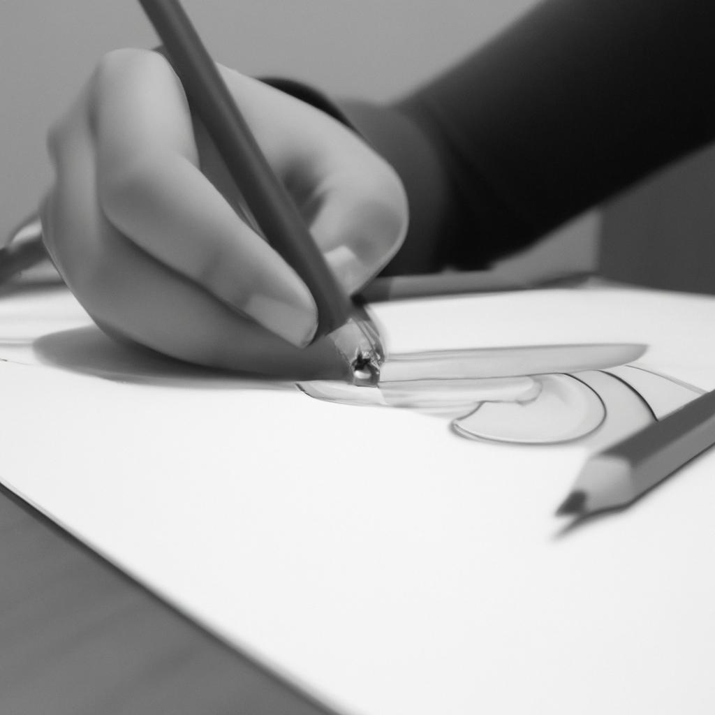 Person drawing with pencil and paper