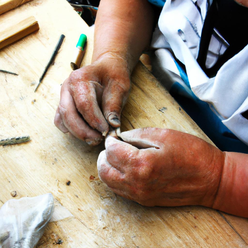 Person sculpting with various materials